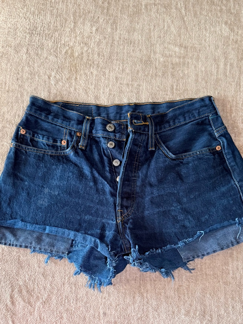 Levi's Dark Blue Button-Front Denim Cutoff Shorts